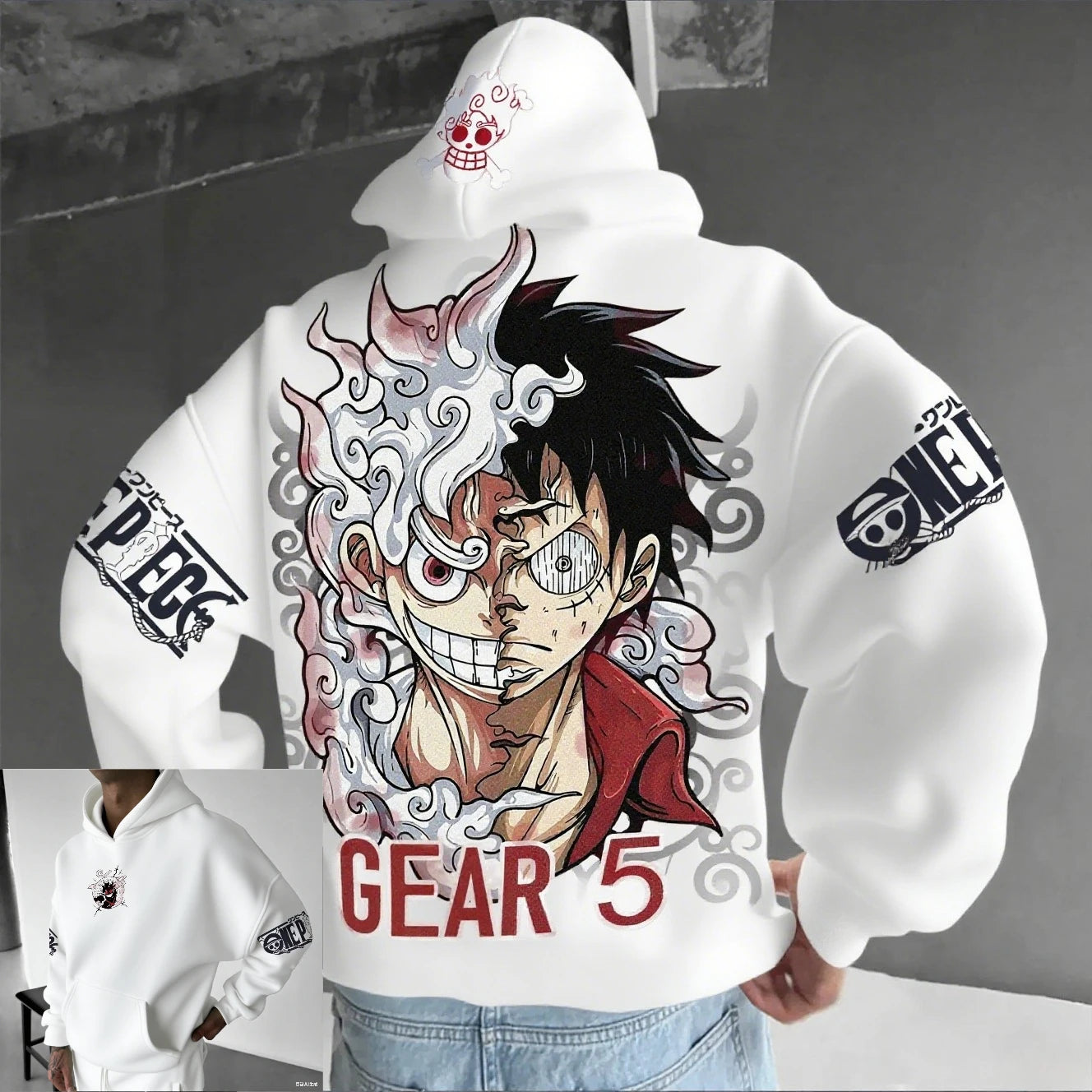Moletom unissex de anime, modelo Luffy Gear 5 Nika