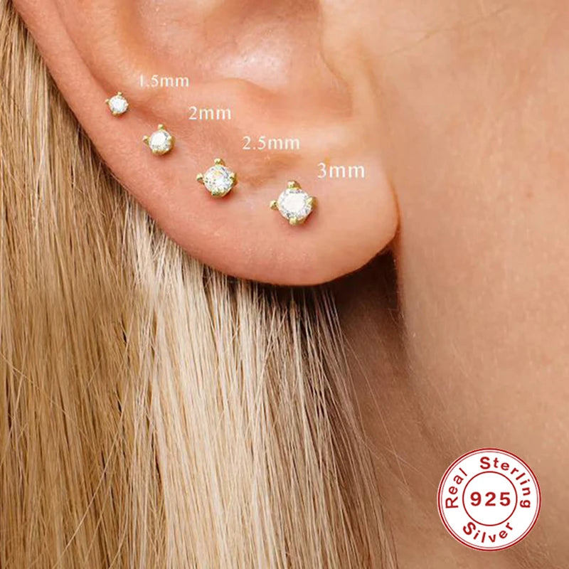 Brincos esterlina para mulheres de zircão bling