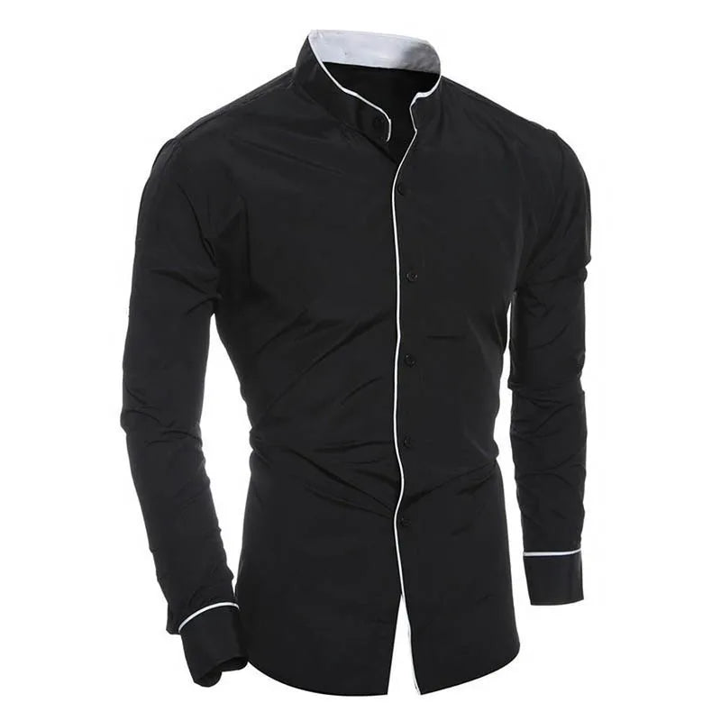 Camisa de manga longa slim fit versão coreana