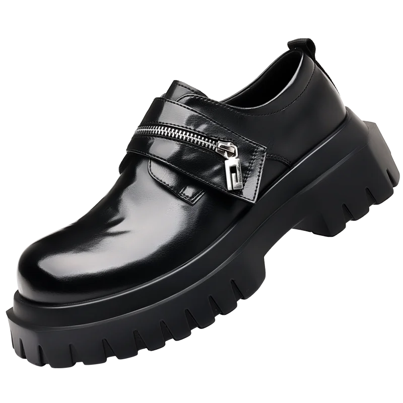 Sapatos de couro de sola grosso estilo britânico