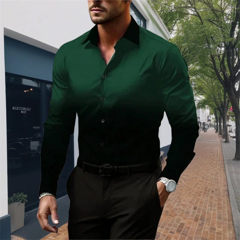 Camisa listrada de manga comprida casual