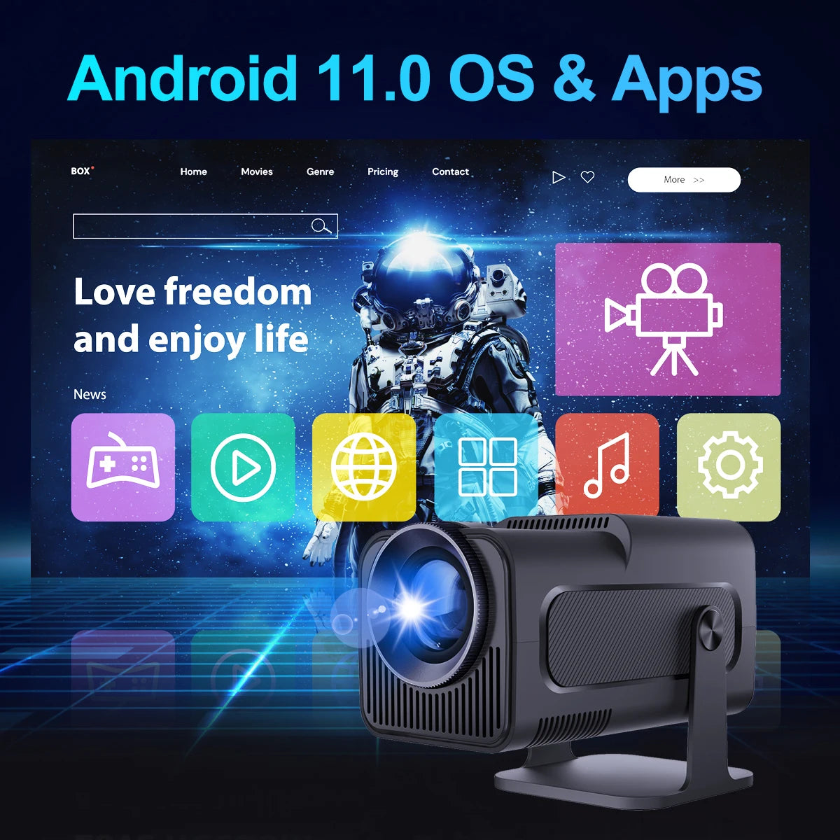 Projetor duplo wifi6 bt5.0 cinema