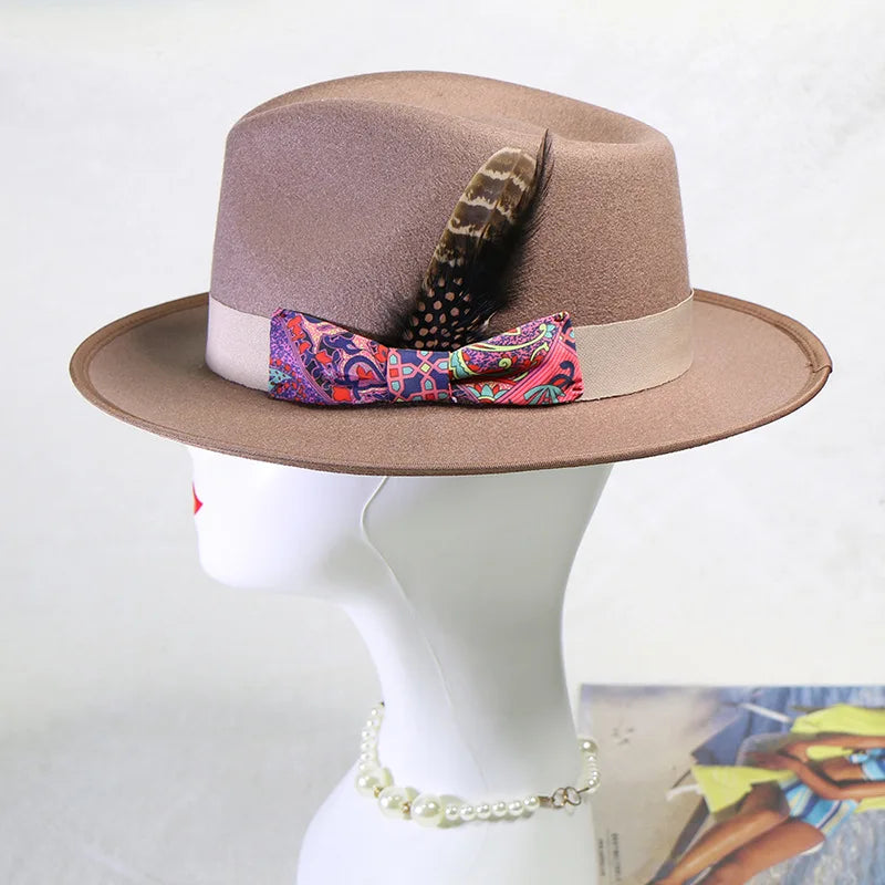Chapéu Fedora de feltro elástico jazz