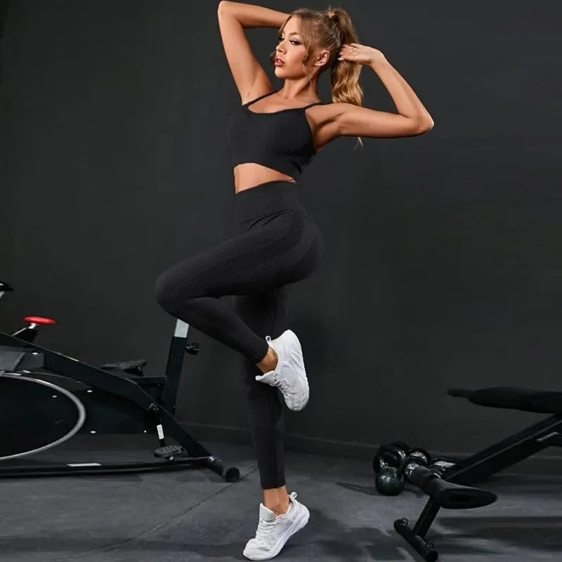 Leggings de cintura alta sem costura Treino