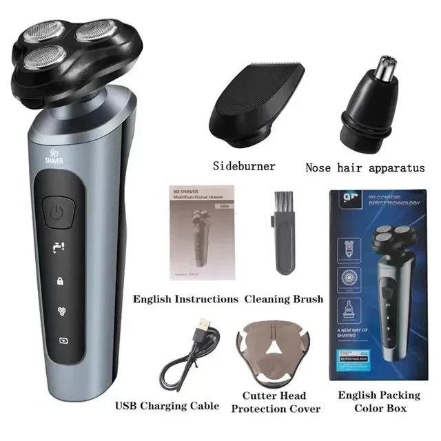 Barbeador Elétrico Rotativo HOCOSHINE 9D Recarregável