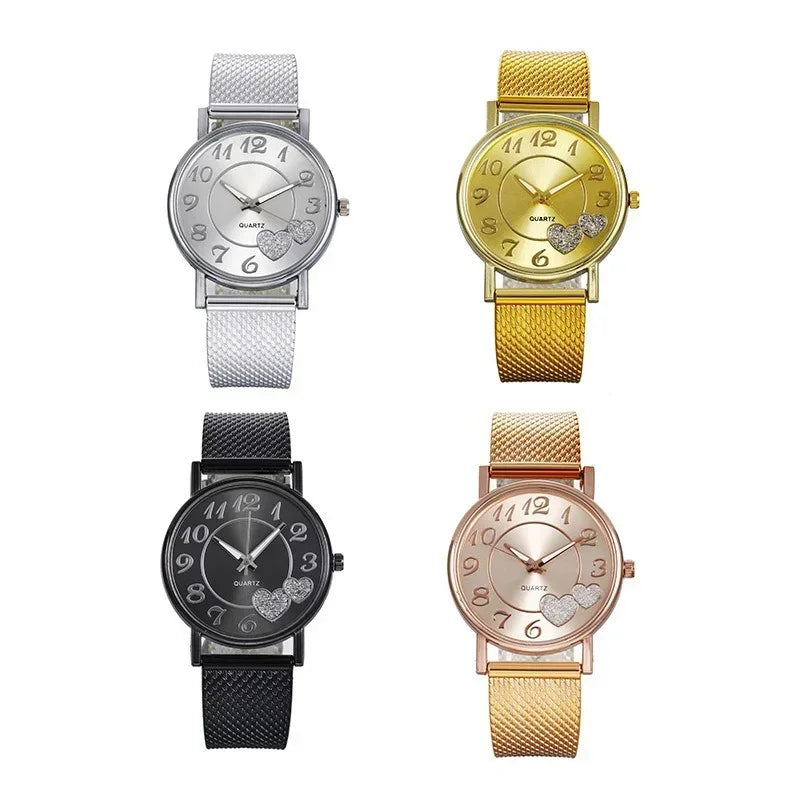 Relógio Elegante rosa ouro coração dial