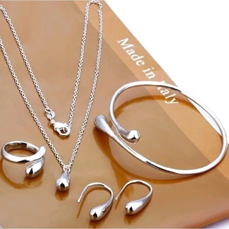 Brincos Anel Pulseira Conjunto Simples Personalidade Feminino Gota D'Água