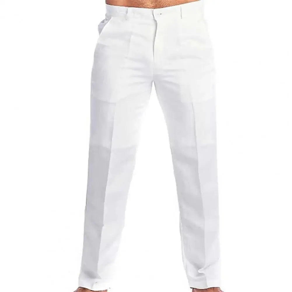 Calça casual de linho masculina