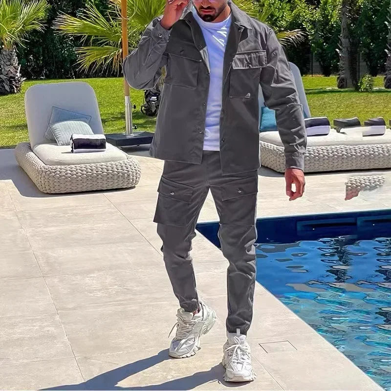 Fato casual com multi-bolsos Calça