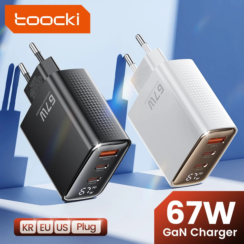 Carregador USB Toocki-GaN com Display Digital