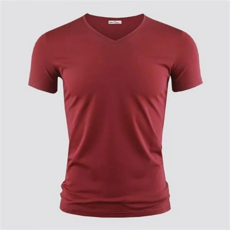 T-shirts cor pura gola V e O