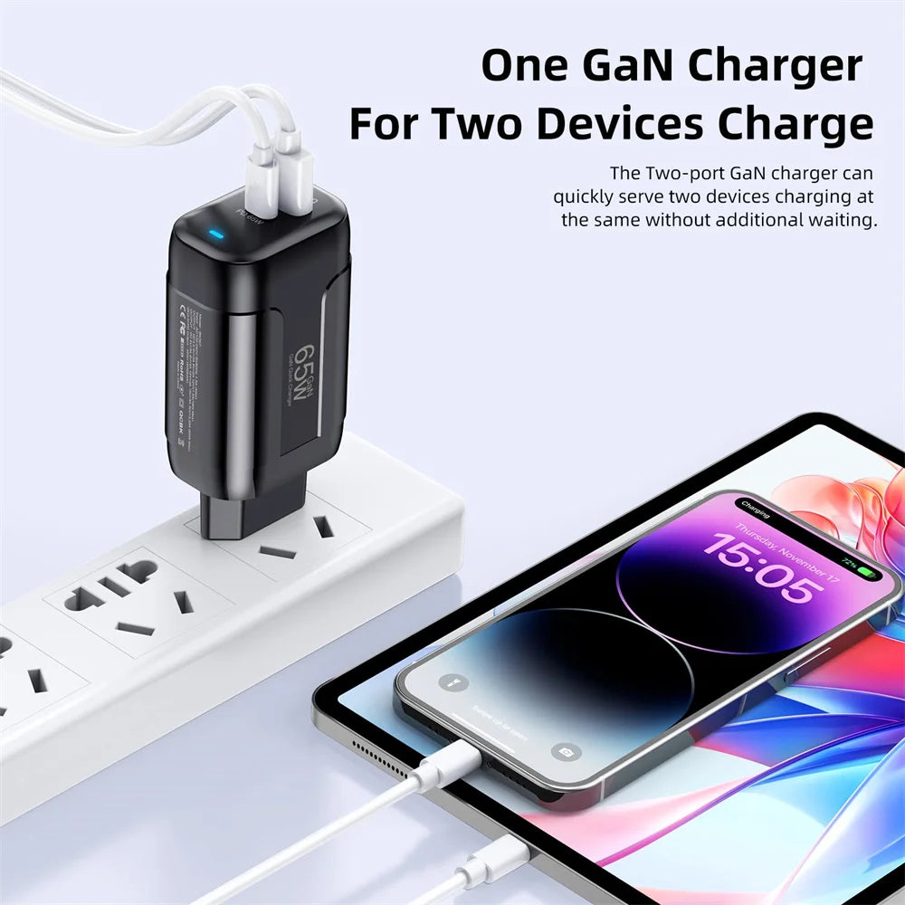 Carregador Rápido GaN de 65W