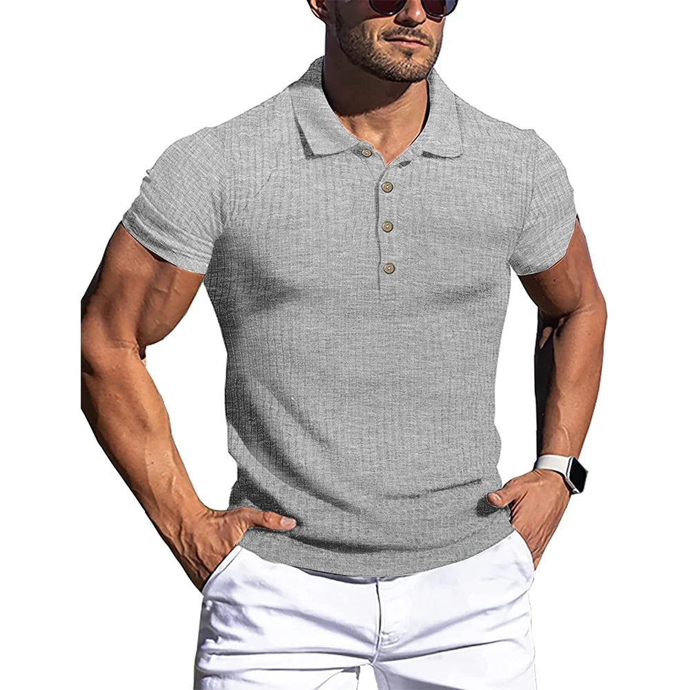 Camisa polo de gola alta listra
