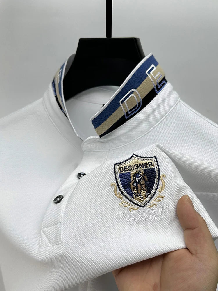 Polo de luxo designer bordado