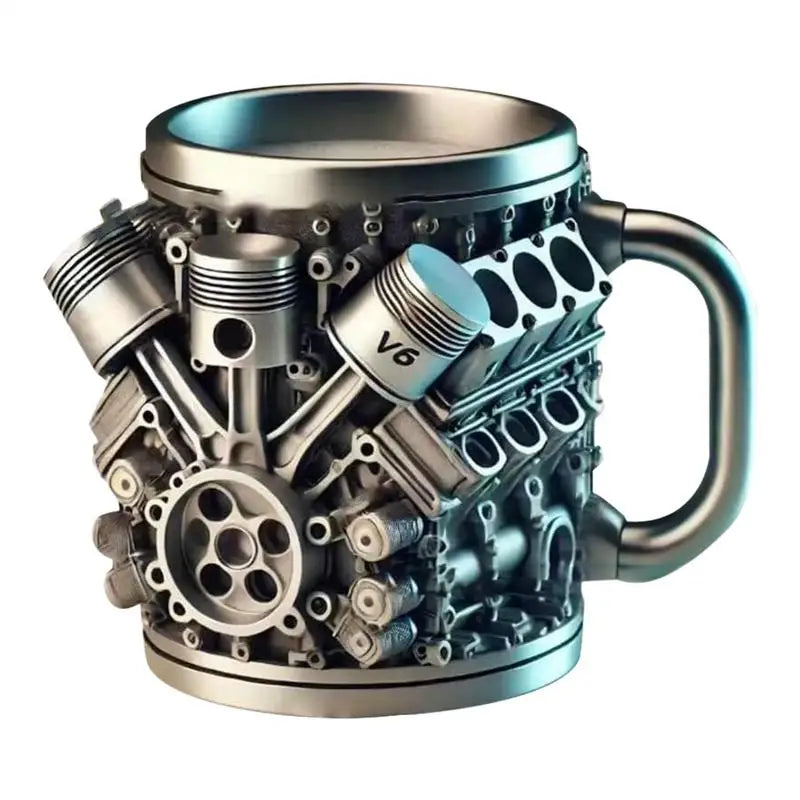 Caneca de aço inoxidável com motores V8
