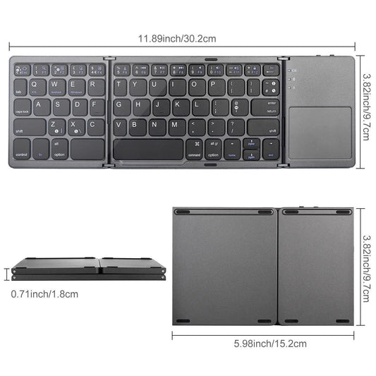 Teclado sem fio dobrável, Touchpad Ultra Slim