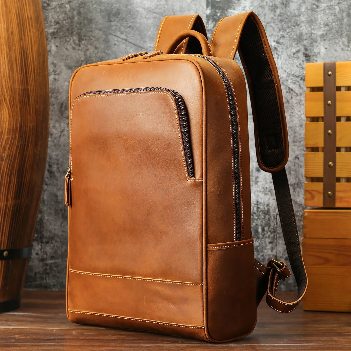 Mochila De Couro Vintage