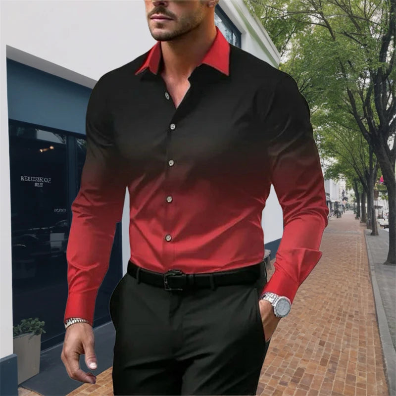 Camisa listrada de manga comprida casual