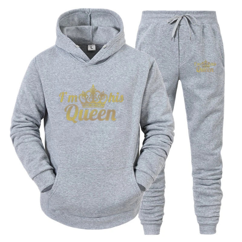 Fatos com capuz estampados rei e rainha para casais