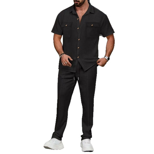 Conjunto Masculino de Verão – Camisa de Botões e Calça Curta