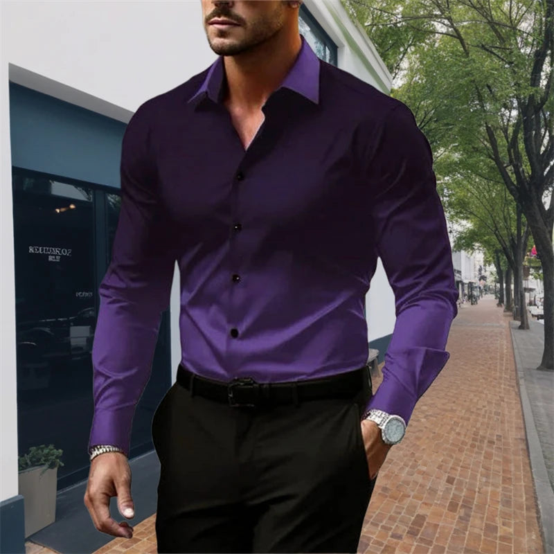 Camisa listrada de manga comprida casual