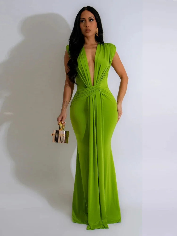Vestidos longos decote em V profundo