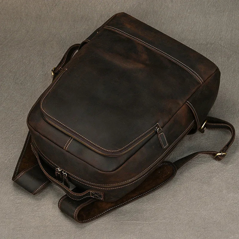 Mochila De Couro Vintage