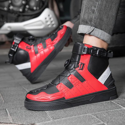 Botas Masculinas de Motociclista em Couro — Cano Curto