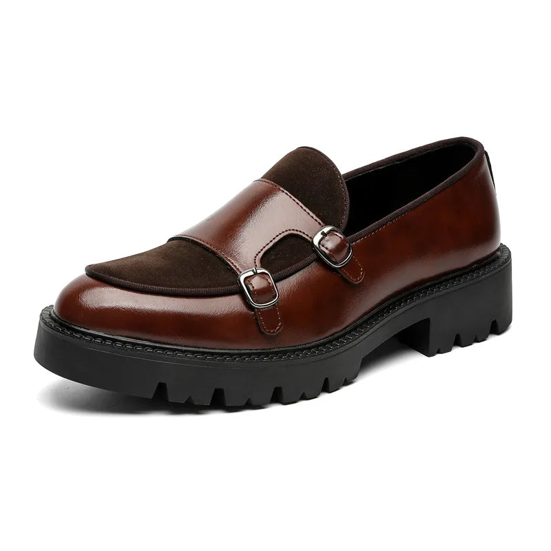 Mocassins de couro de sola grossa estilo britânico