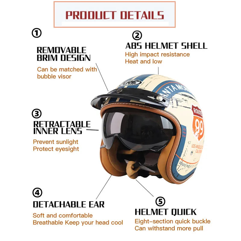 Capacetes de motocicleta Open Face