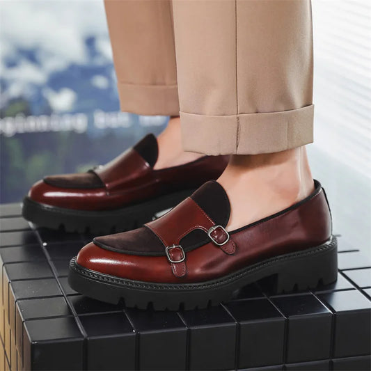 Mocassins de couro de sola grossa estilo britânico