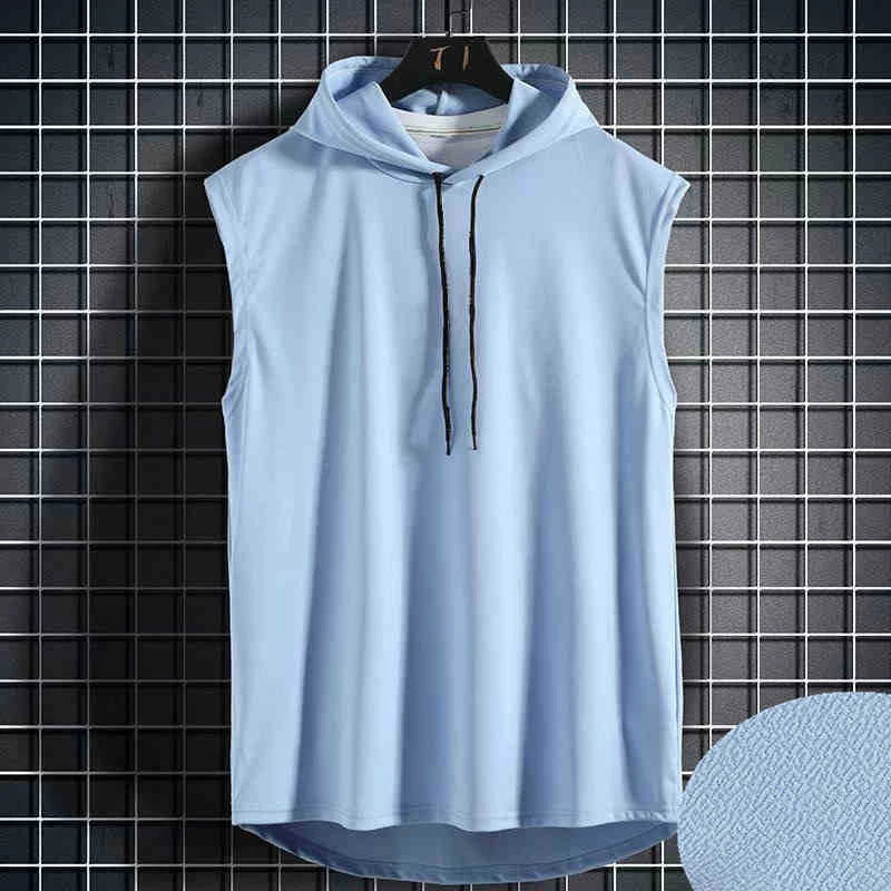 Camiseta sem mangas com capuz
