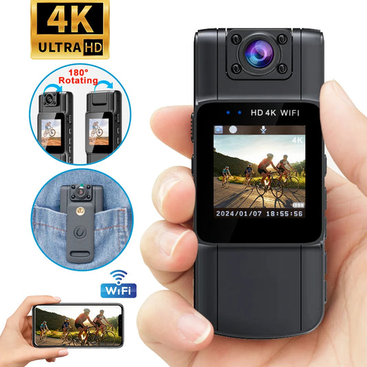 Minicâmera Ultra HD 4K Bodycam 180 °