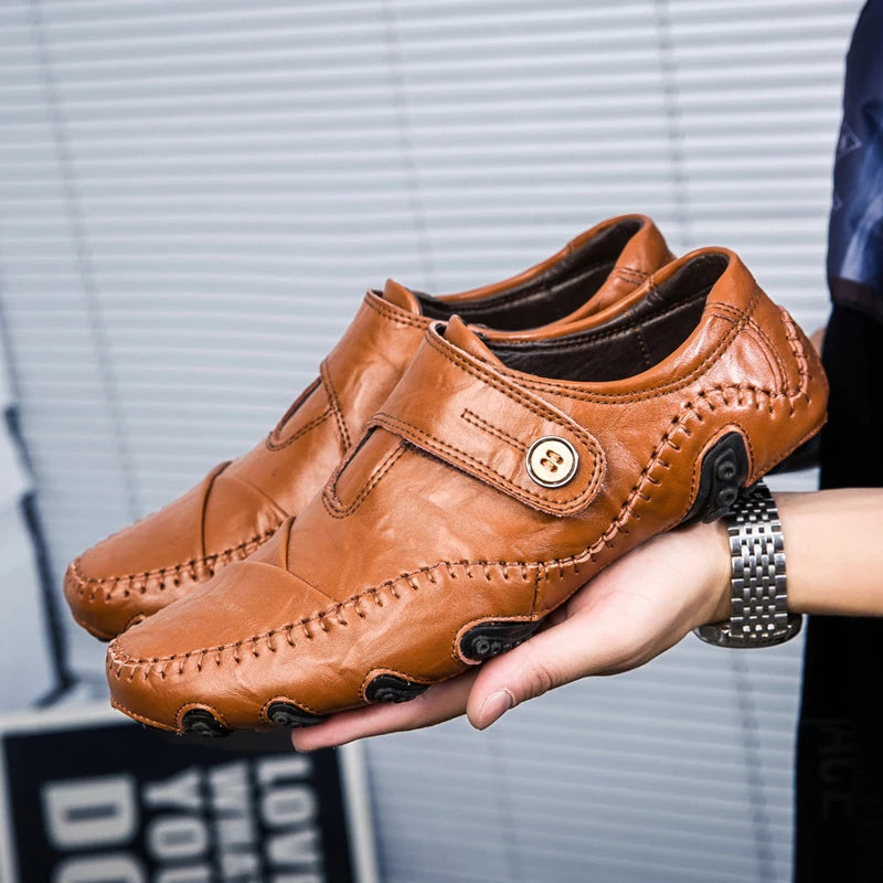 Mocassins Masculinos Clássicos em Couro Genuíno