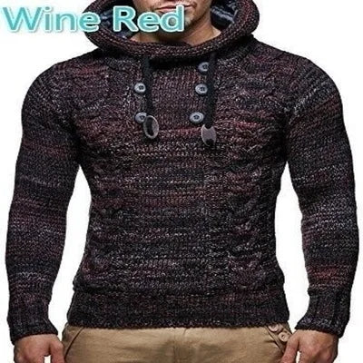 Suéter masculino streetwear gola alta manga longa pulôver de tricô