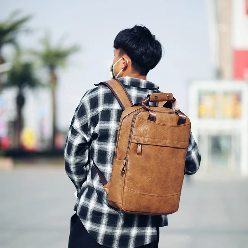 Mochila de couro escolar
