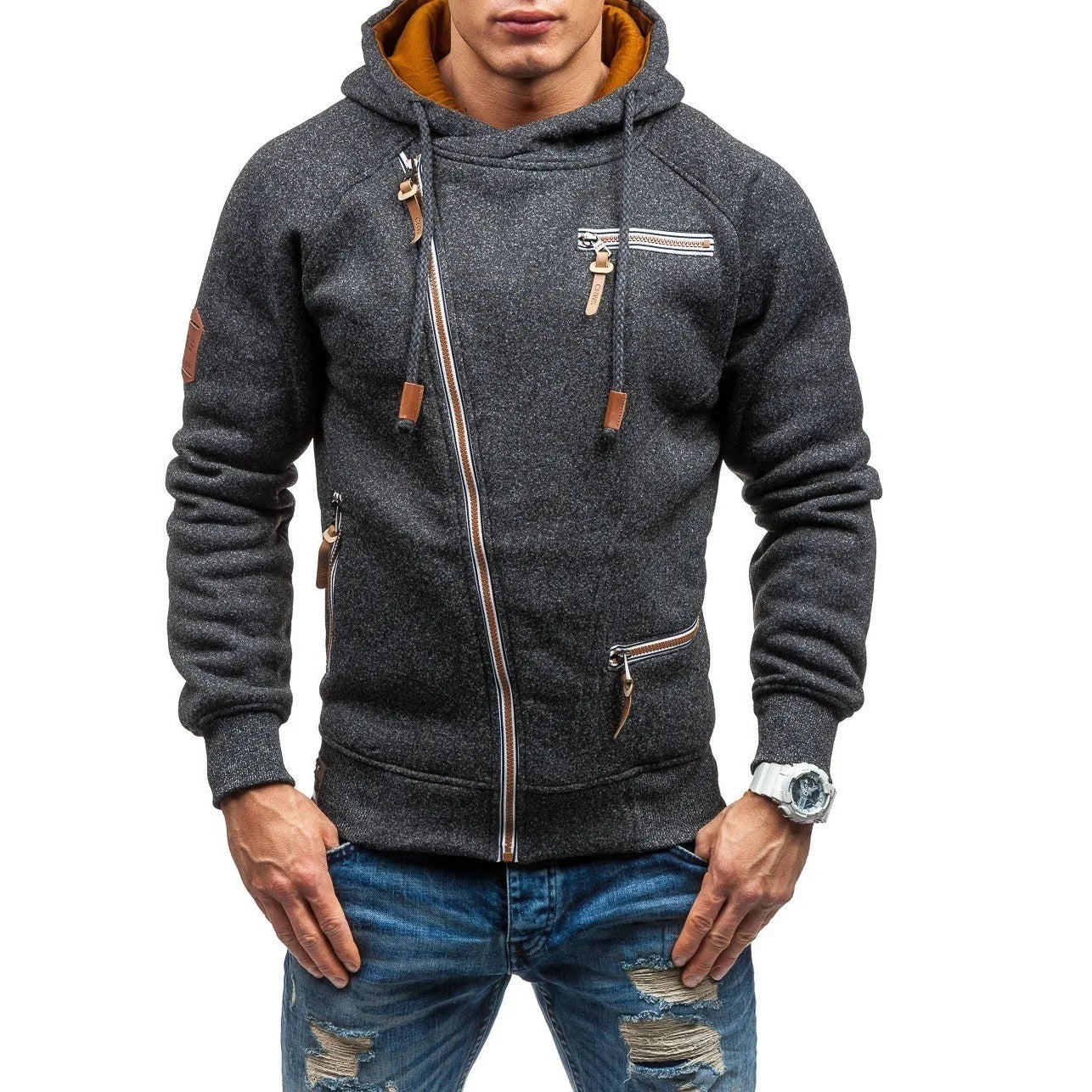 Casaco de Inverno Masculino em Malha com Capuz – Estilo Casual