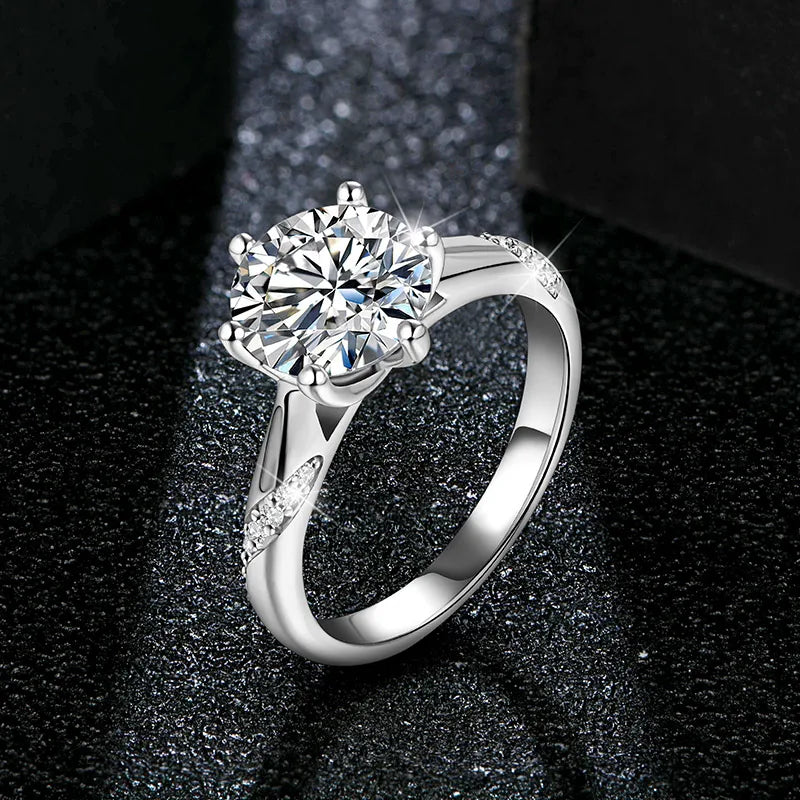 Anel de Moissanite ATTAGEMS em Prata 925 – 1 ct, 2 ct e 3 ct
