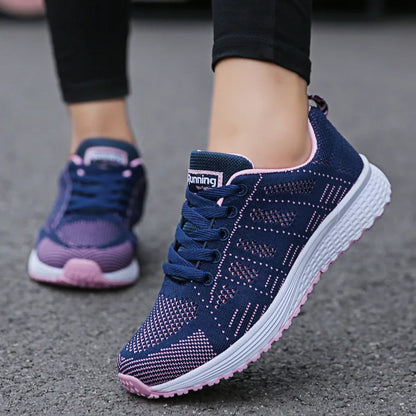 Tênis casuais femininos de malha