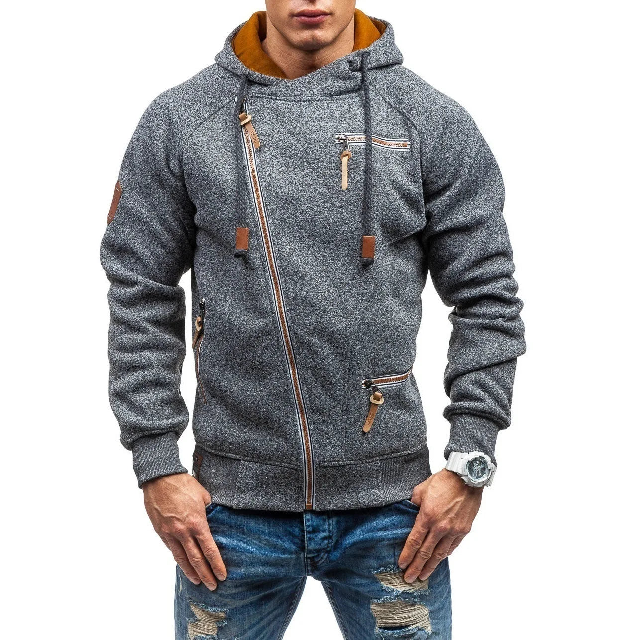 Casaco de Inverno Masculino em Malha com Capuz – Estilo Casual