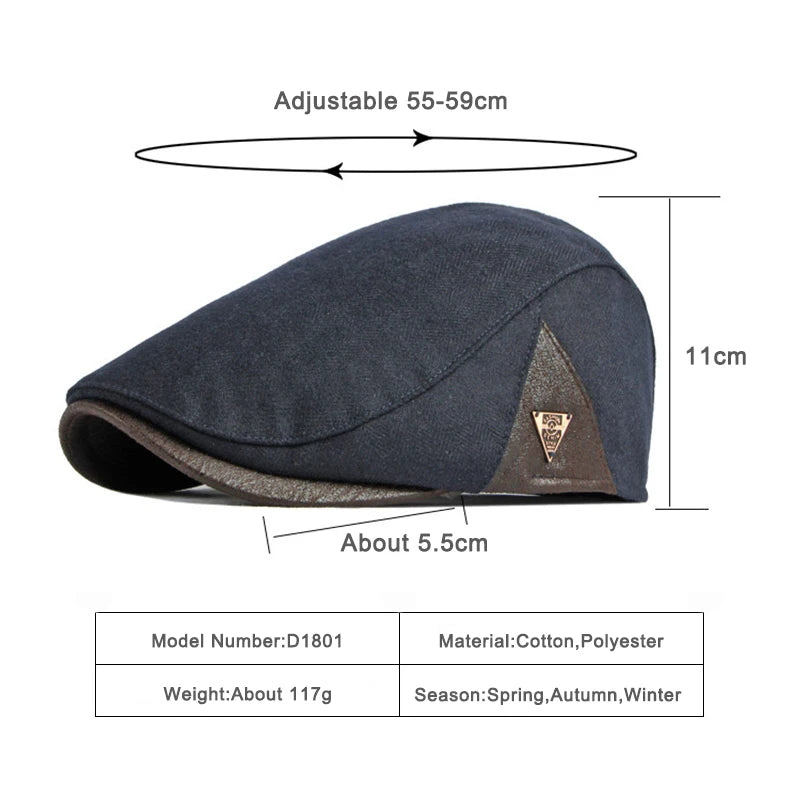 Boina Masculina e Unissexo em Algodão e Poliéster – Estilo Gatsby Ajustável