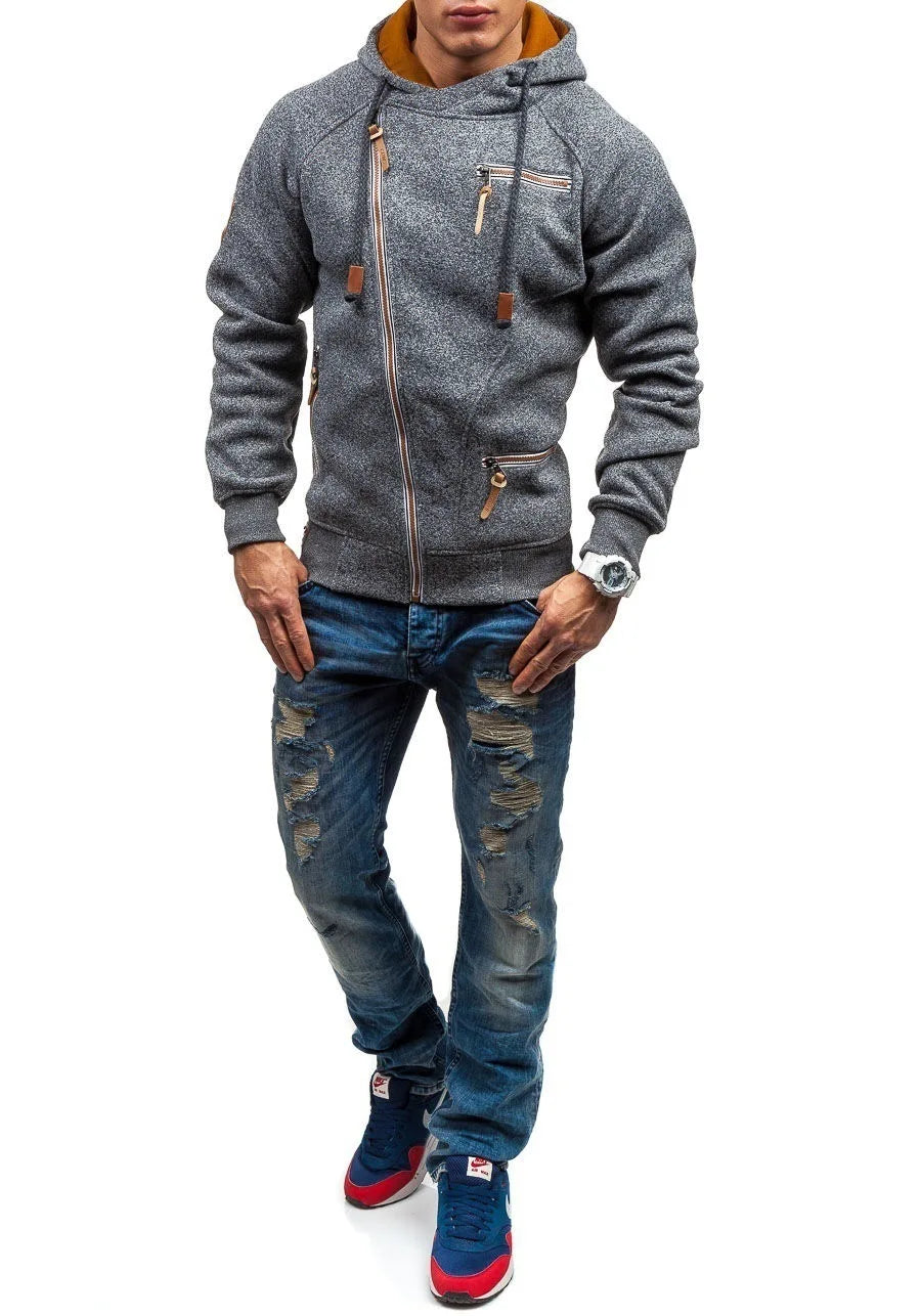 Casaco de Inverno Masculino em Malha com Capuz – Estilo Casual