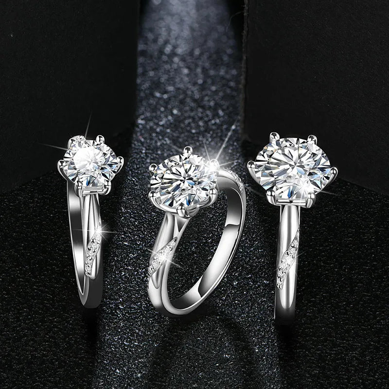 Anel de Moissanite ATTAGEMS em Prata 925 – 1 ct, 2 ct e 3 ct