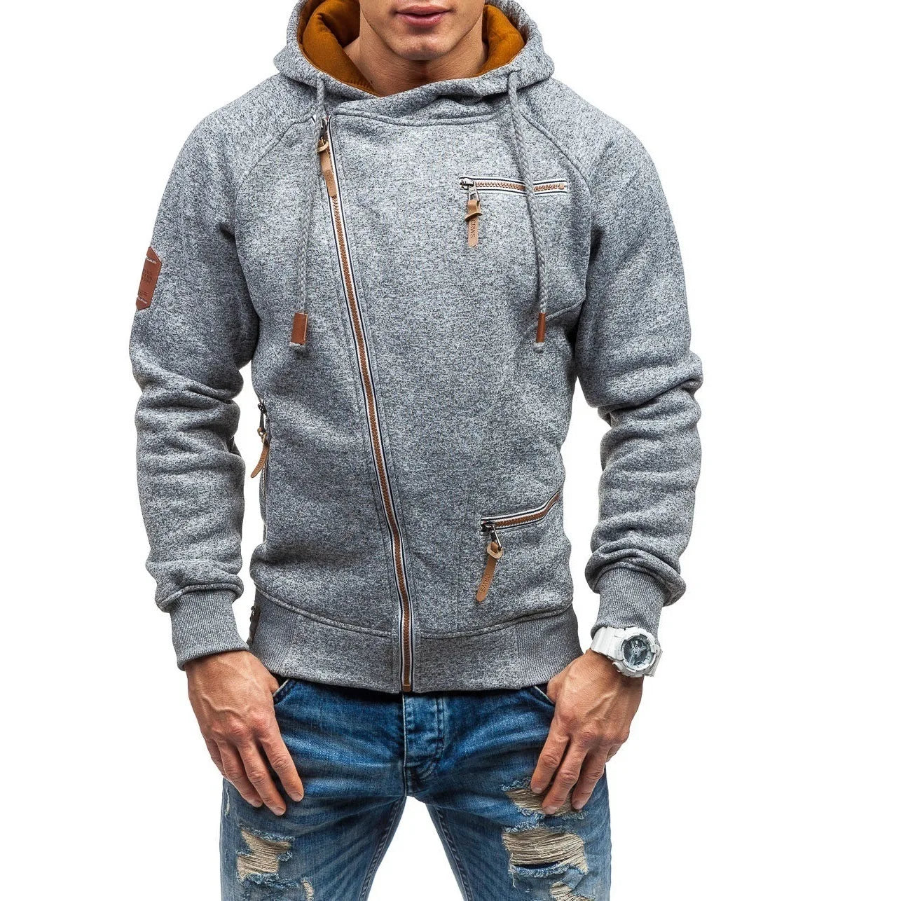 Casaco de Inverno Masculino em Malha com Capuz – Estilo Casual
