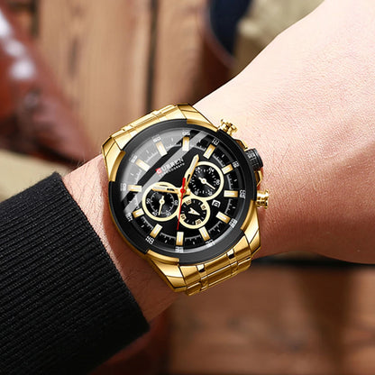 Relógio de pulso desportivo casual Curren com bracelete em aço inoxidável