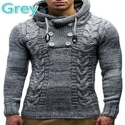 Suéter masculino streetwear gola alta manga longa pulôver de tricô