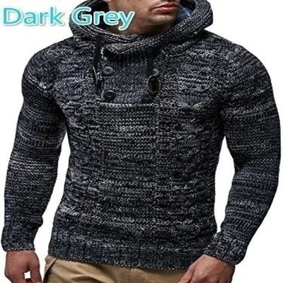Suéter masculino streetwear gola alta manga longa pulôver de tricô