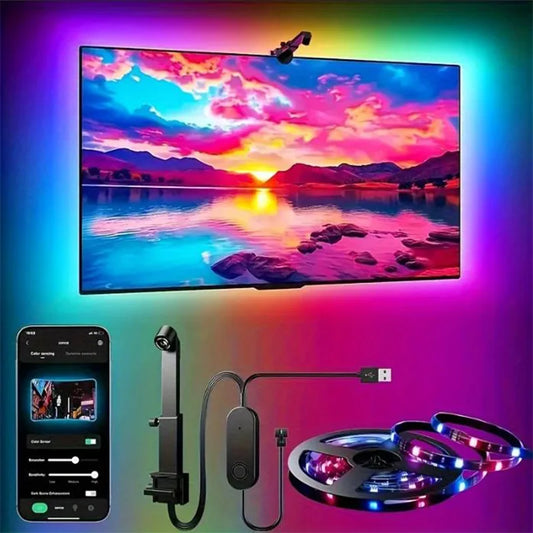Fita de Luz LED RGBIC para TV com Controle por Câmera e App