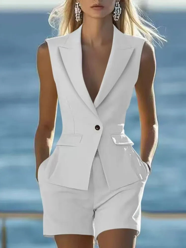 Conjunto elegante feminino colete sem mangas