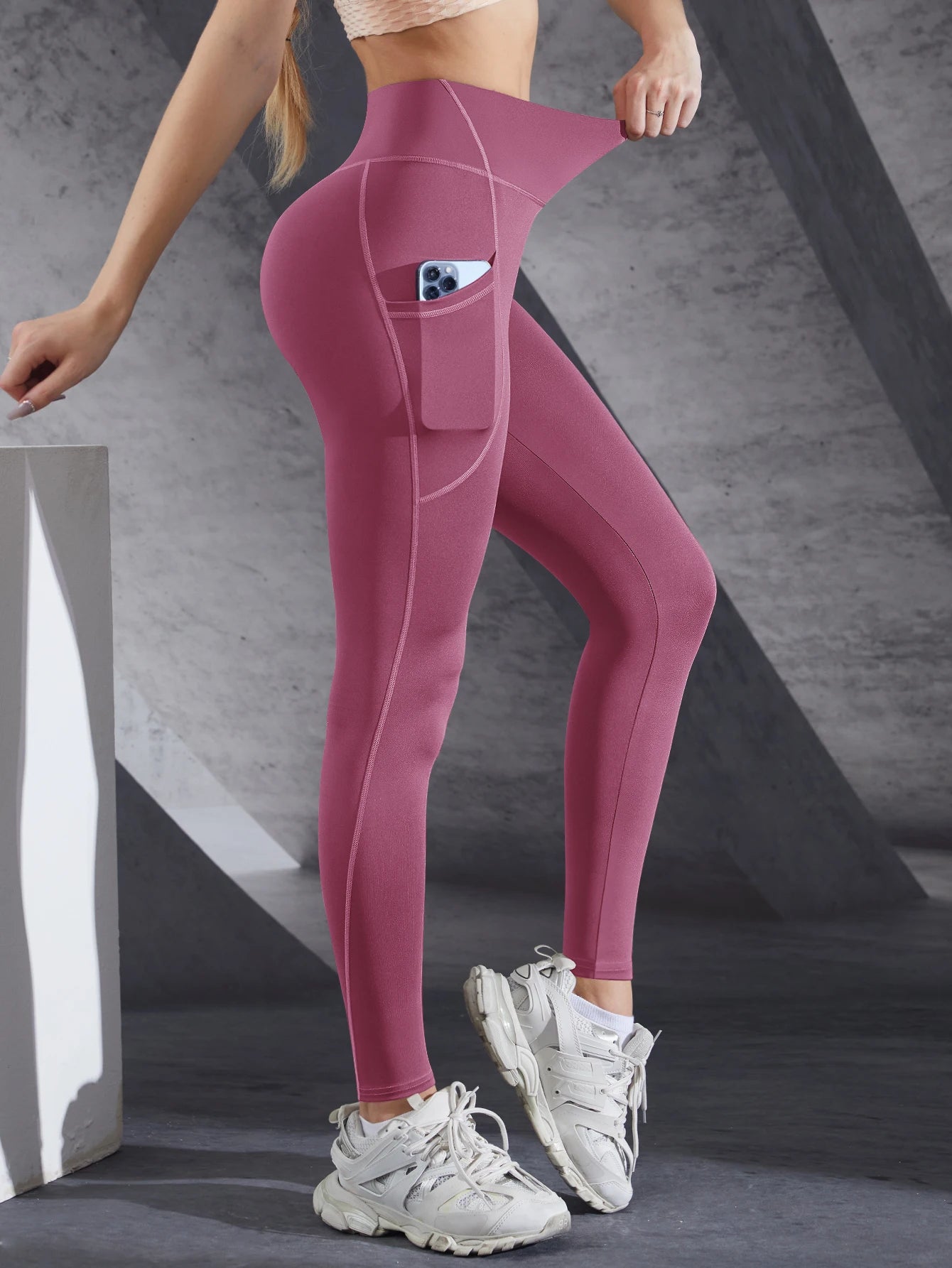 Calça Legging Feminina de Cintura Alta Elástica para Treino